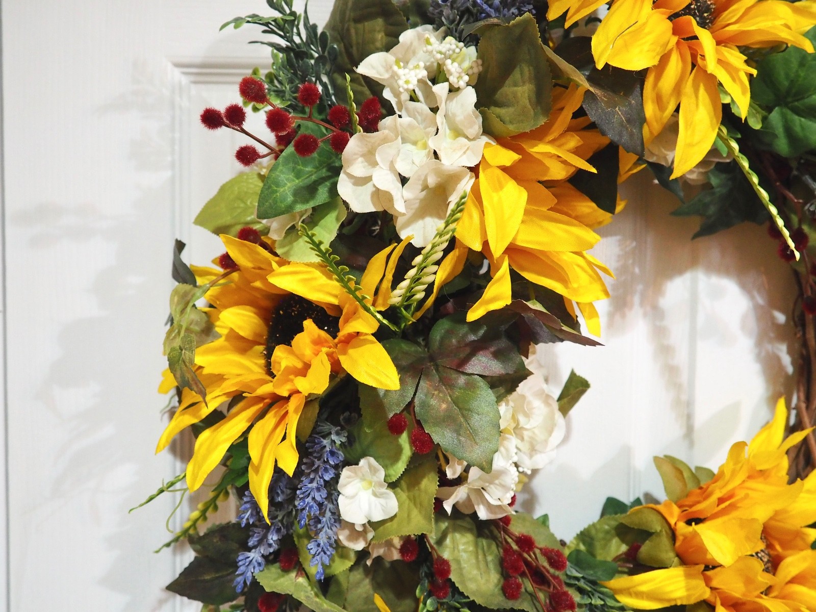 22” Sunflower Wreath for Front Door – Rustic Farmhouse Grapevine Floral Decor