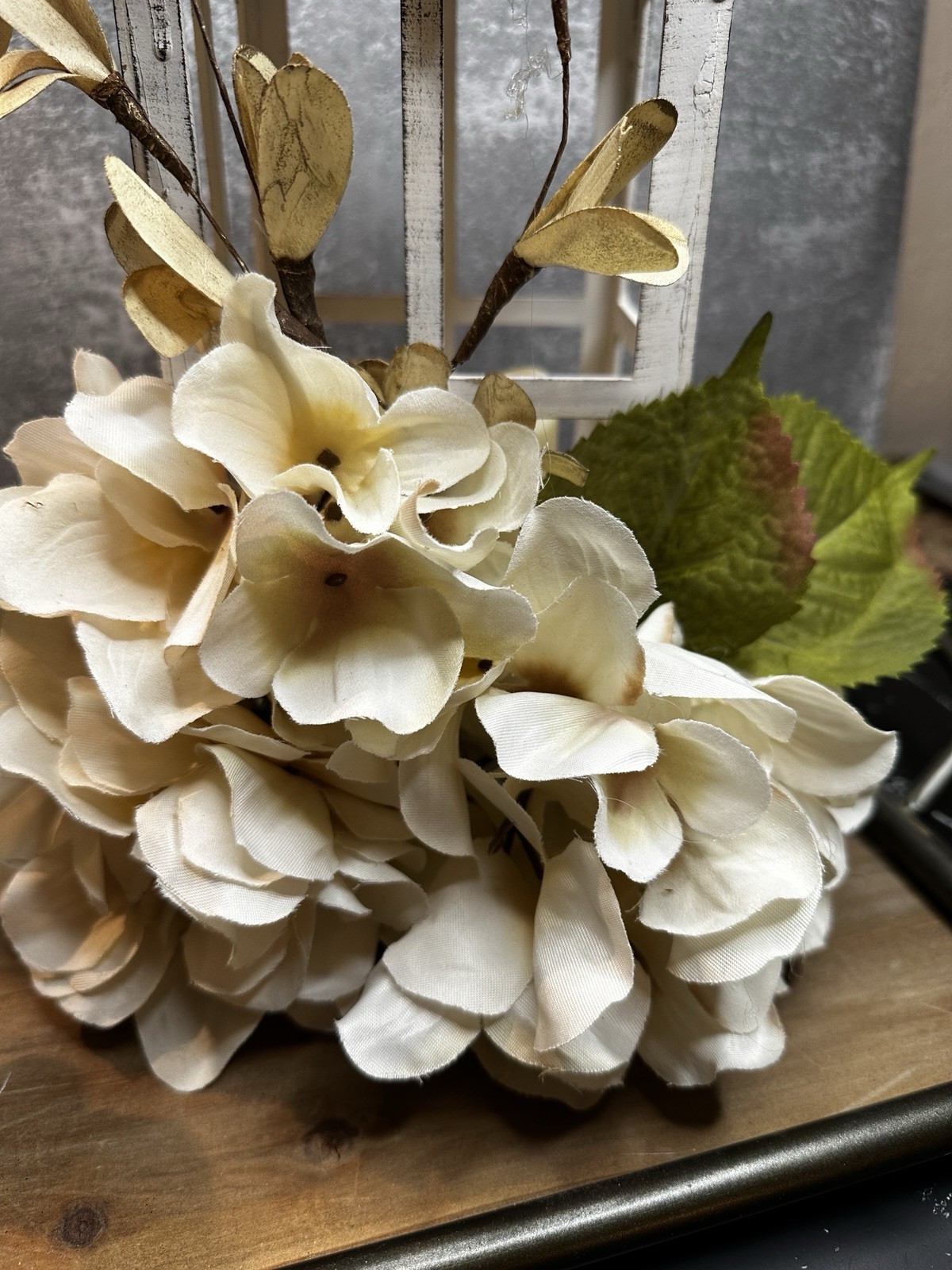 New Flower Arrangement, Faux Floral Centerpiece, Mothers Day Gift, Beige Decor