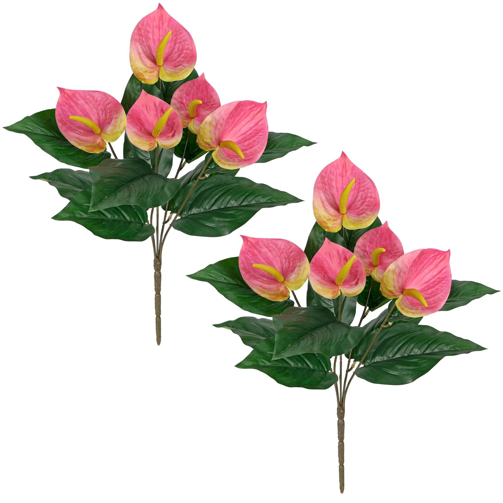 Anthurium Artificial Plants & Flowers, Fake Outdoor Flower Bush Realistic Fau…