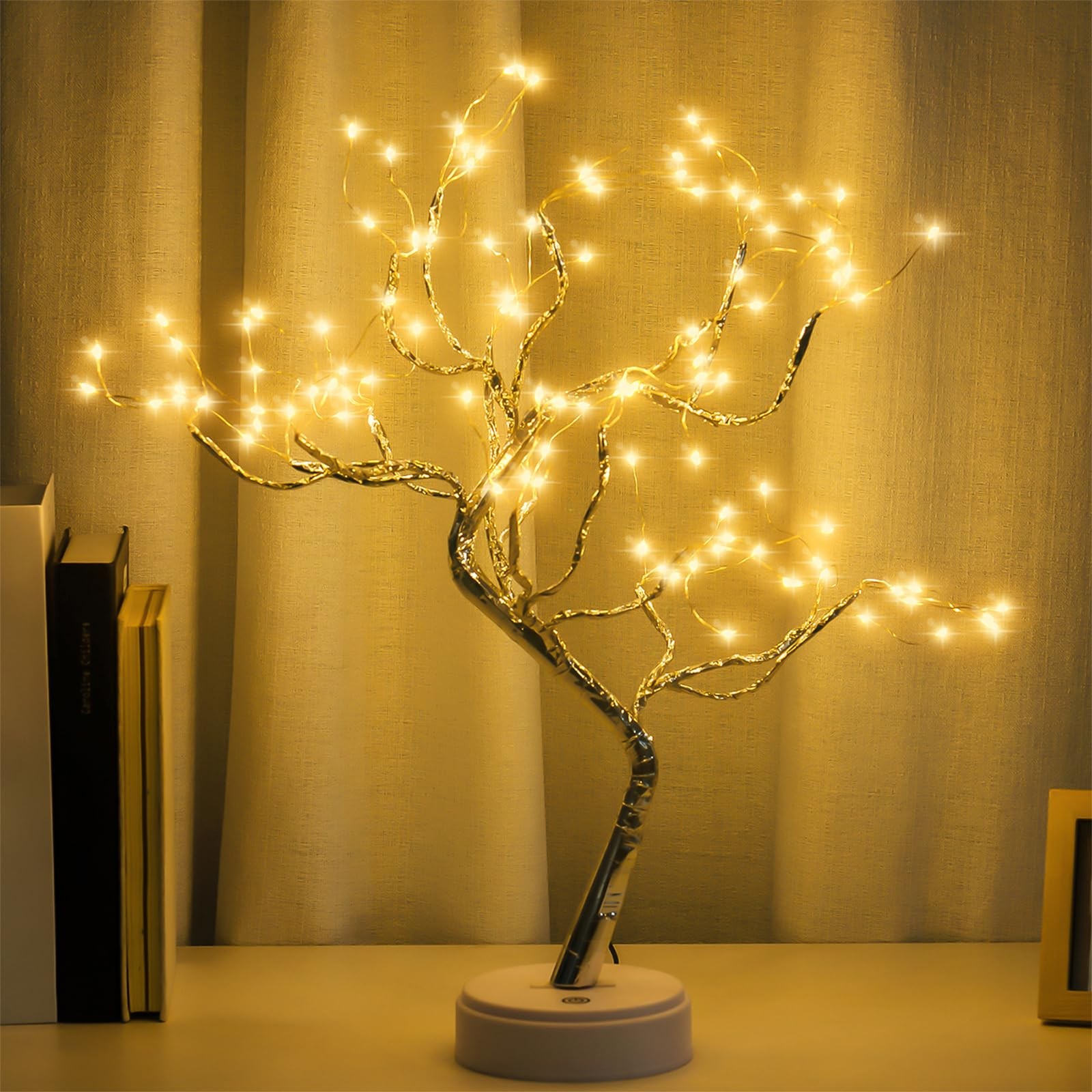 Room Decor, 20″ 108 Tabletop Bonsai Tree Light, DIY Artificial Tree Lamp, Bat…
