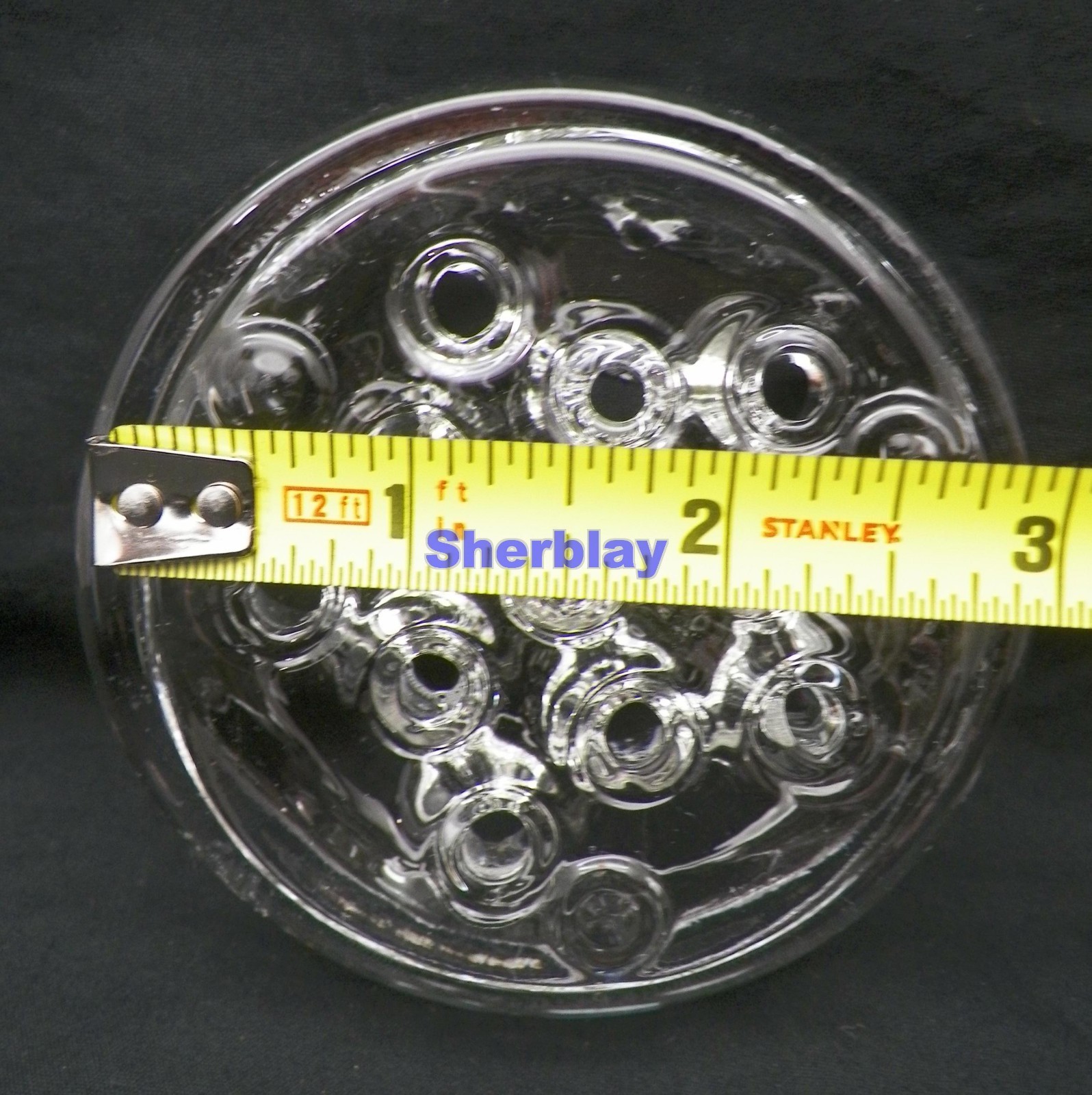 Vintage Heavy Glass Flower Frog 11 Hole Arrangement 3.5” Top And 3” Bottom
