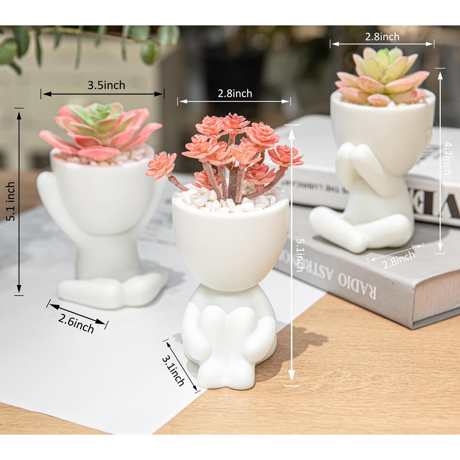 3 Pack Cute Artificial Plant Office Decor Aesthetic Desk Potted Fake Pink