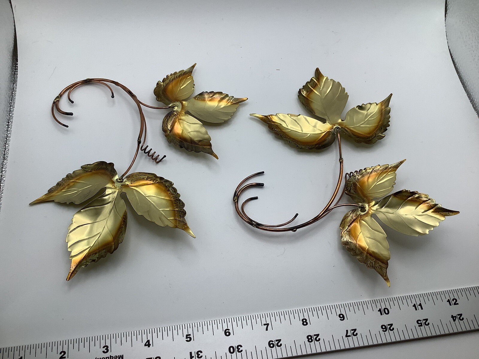 Vintage Brass Copper Metal Leaves- Home Interior Table Wall Decor