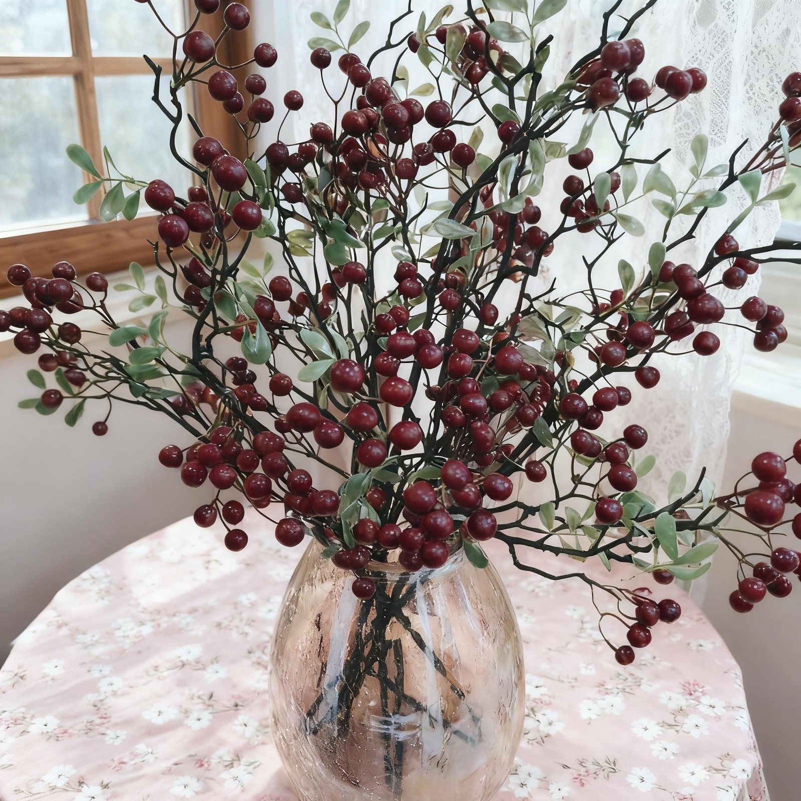 2-Pack 27.5 Inch Red Stems,Artificial Red Branches, Bendable Faux Branches wi…
