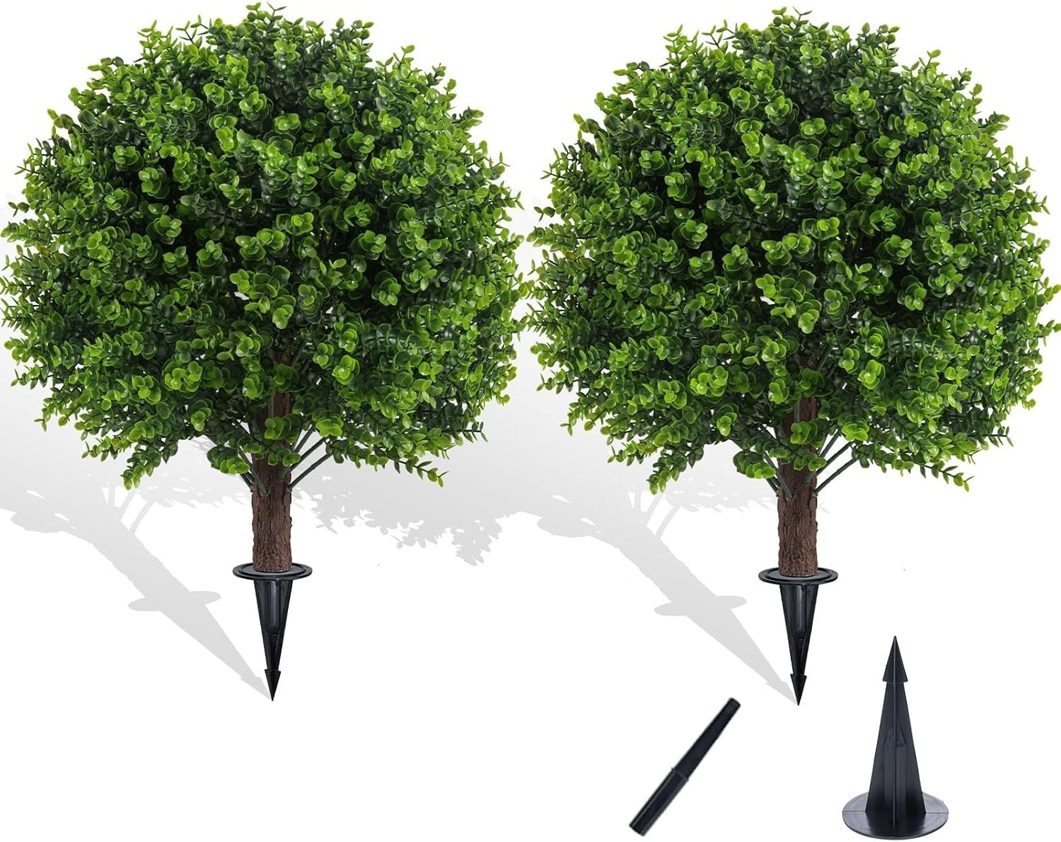 2 Pack UV Resistant Artificial Eucalyptus Boxwood Plants Outdoor | Ultra Real…