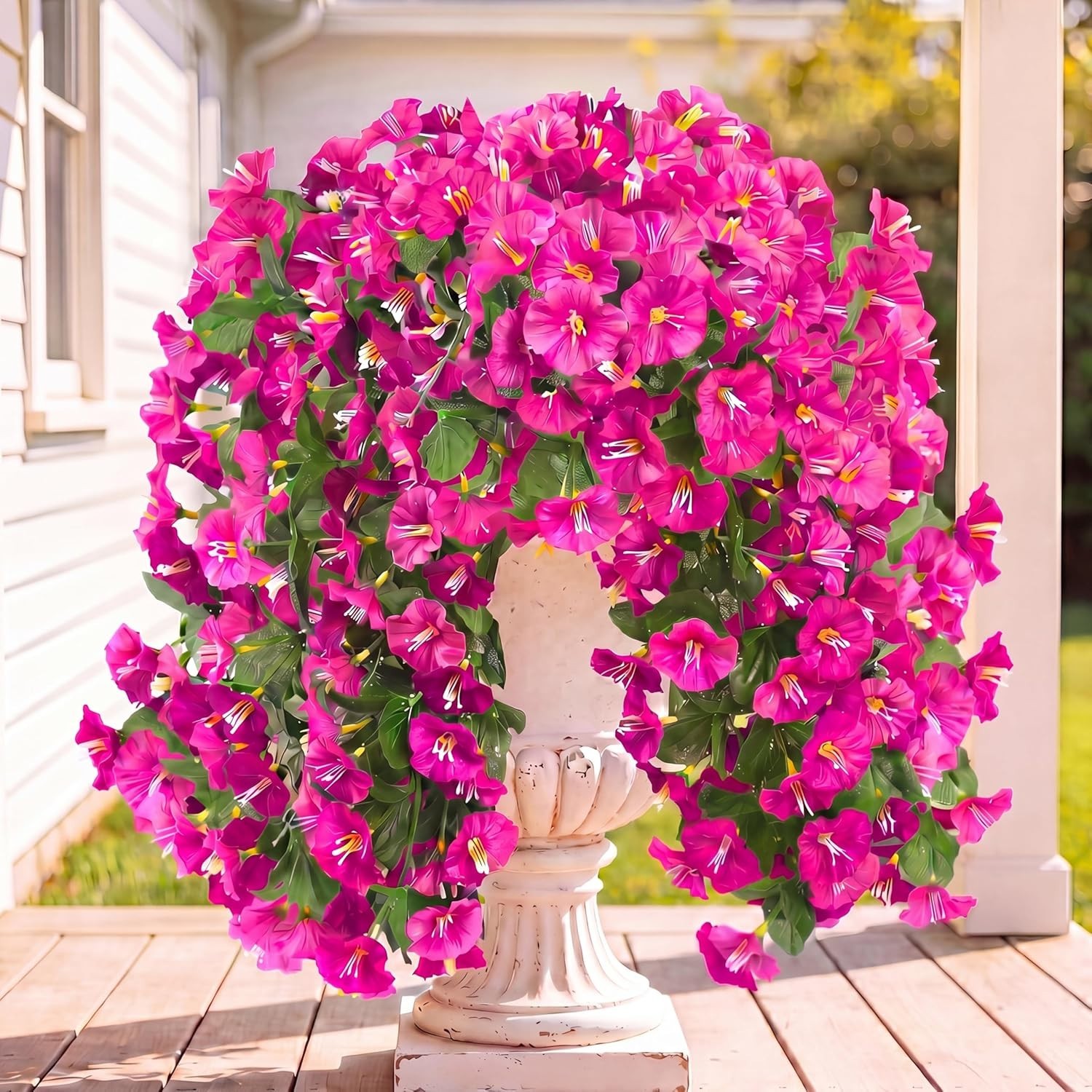 Vibrant 4PCS Faux Silk Morning Glory Hanging Flowers – UV Resistant Decor