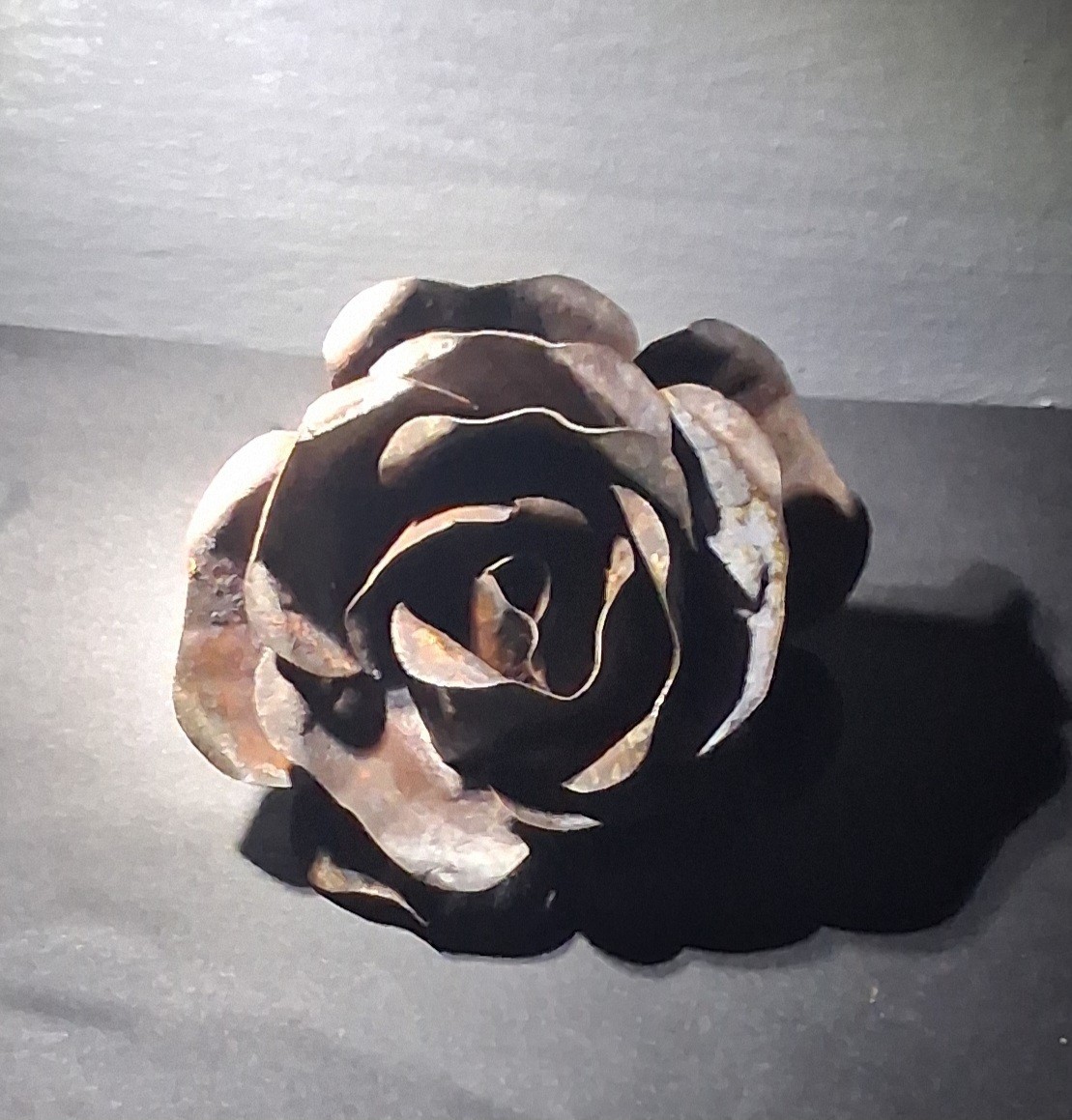 Handmade Metal Rose Magnet – Reclaimed Metal Flower Sculpture