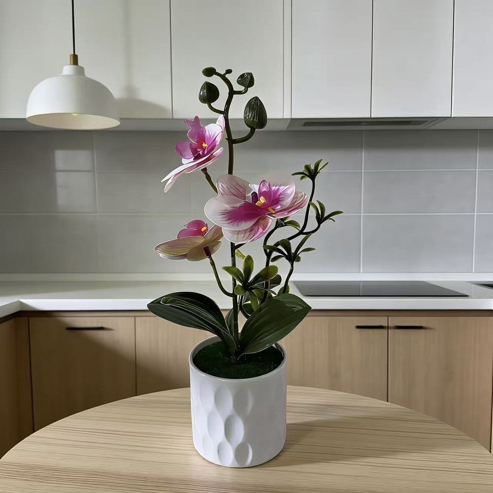 Realistic Fake Butterfly Orchid Plant in Pot for Indoor Office Home Decor