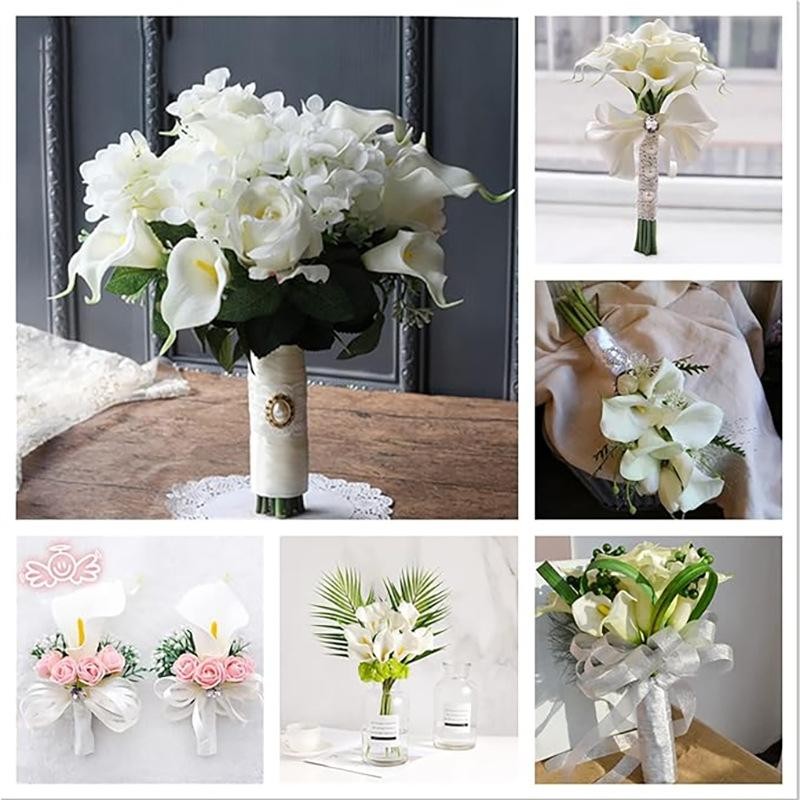 10pcs Artificial Flowers Calla Lily Faux Pu Fake Flowers for Weddings Bouquet Br