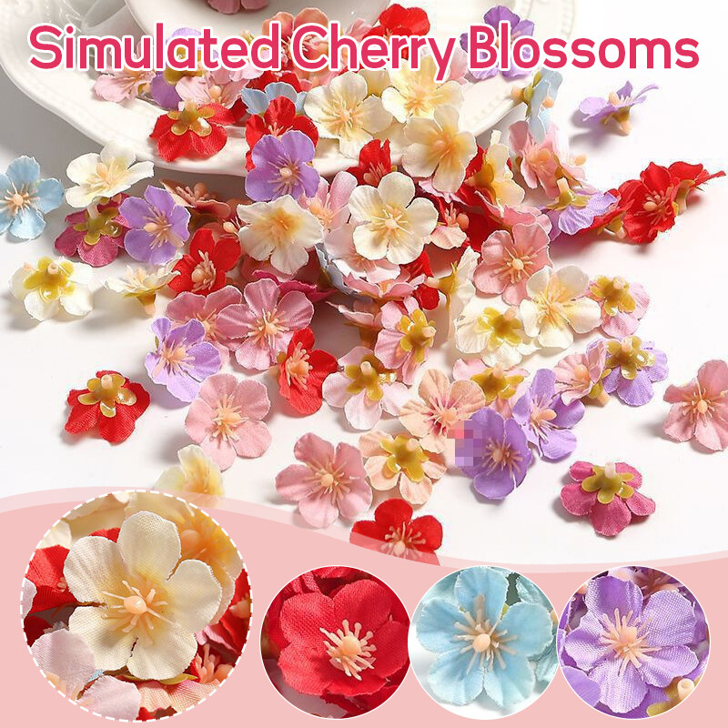 Peach Blossom Petals Artificial Cherry Blossom Flowers Heads for Decor 50Pc
