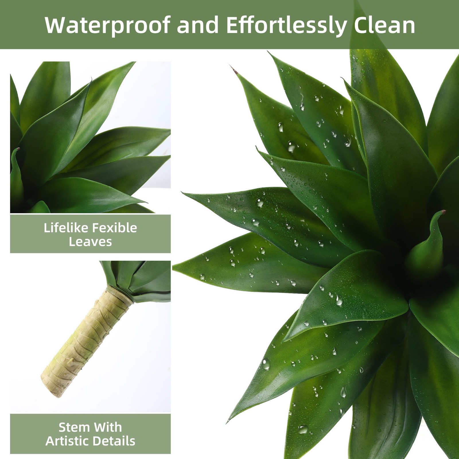 28 Inch Artificial Agave Plant Set of 2, Realistic Faux Succulents with Vibra…
