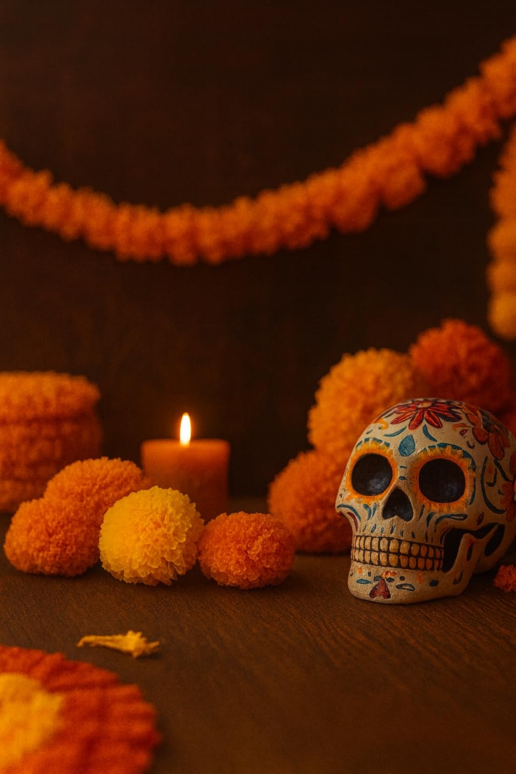 60 pc Artificial Marigold Flowers for Diwali Decorations, Day of The Dead, Dí…