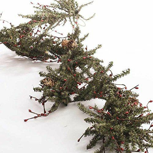 4 Foot Long Red Pip Berry and Artificial Pine Twig Garland