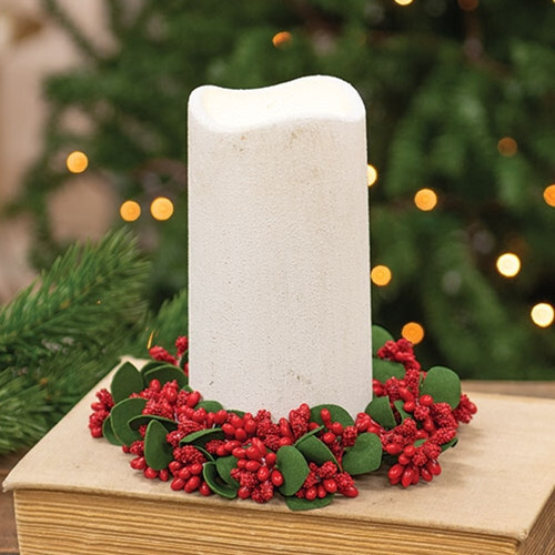 Red Pip & Millet Berry Candle Ring / Wreath 3.5″ Inner Diameter Christmas Winter
