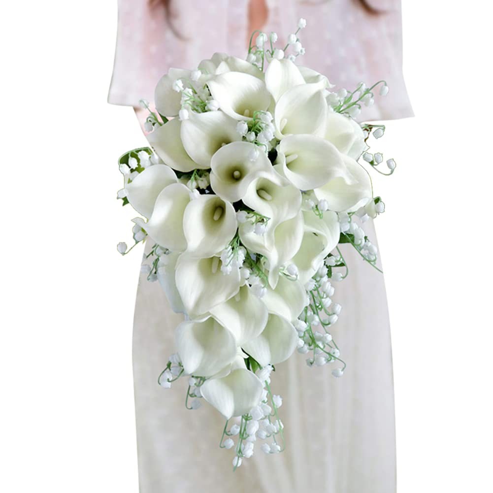 Wedding Bouquet – Bridal & Bridesmaid Artificial Calla Lily Bouquets, Water D…