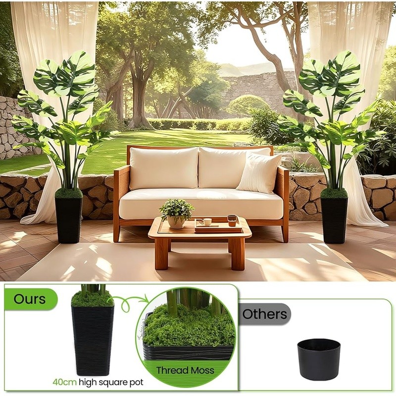 5ft Faux Monstera Tree Realistic Leaves Indoor Outdoor Decor No Maintenance New