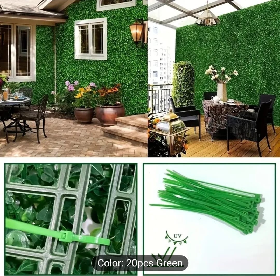 20pcs Artificial Plant Wall with Nylon Belt, Artificial Lawn for Home