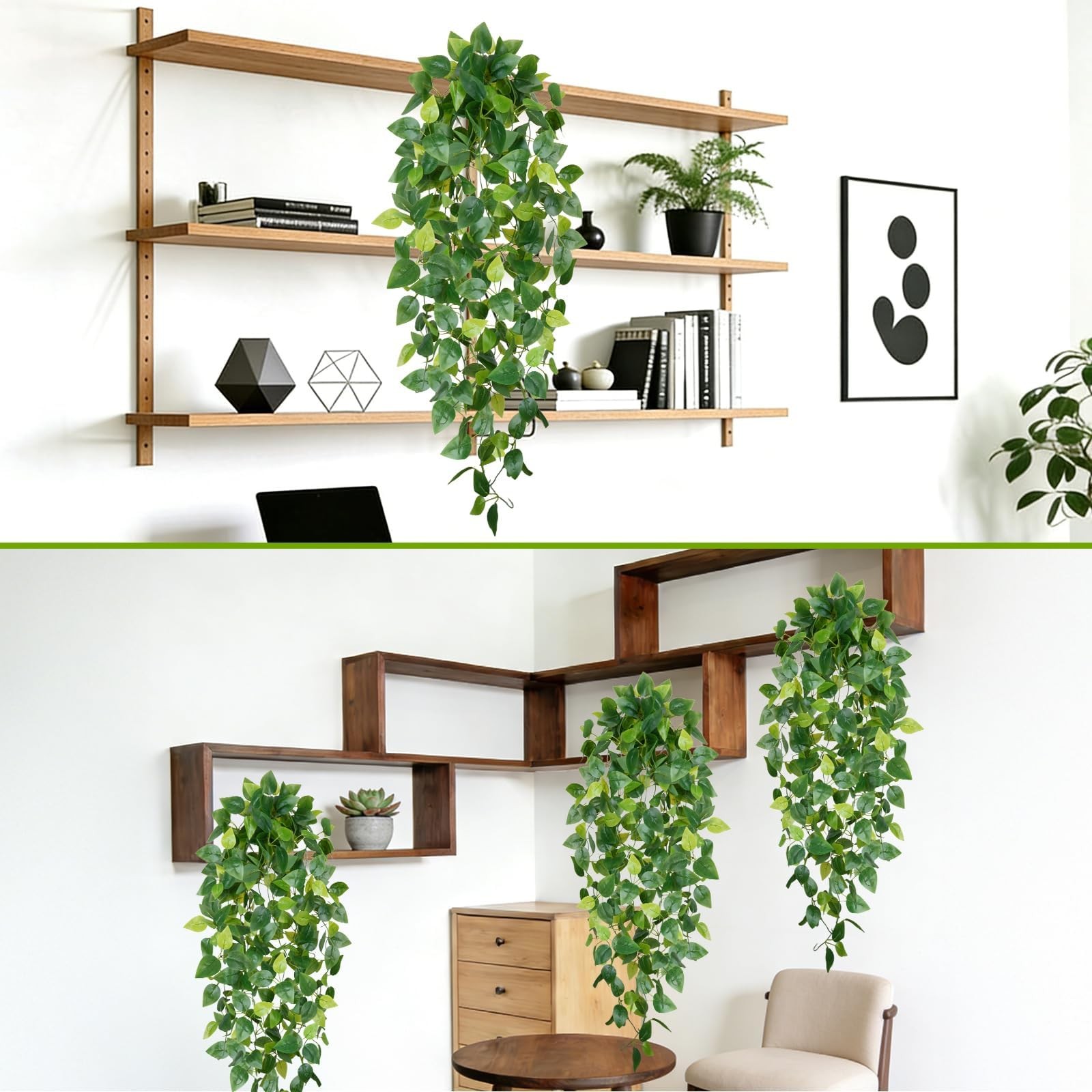 6Pcs Artificial Pothos Fake Hanging Plants Vines Faux Hanging Plants Fake Ivy…