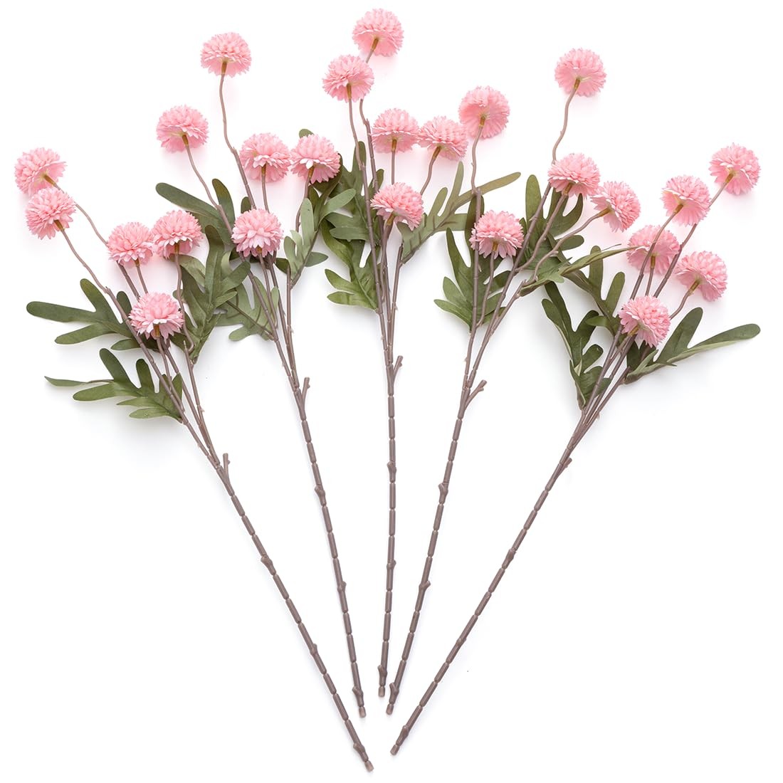 5 PCS Artificial Pompon Mum Fake Kiku Flowers Silk Mini Chrysanthemum Pink