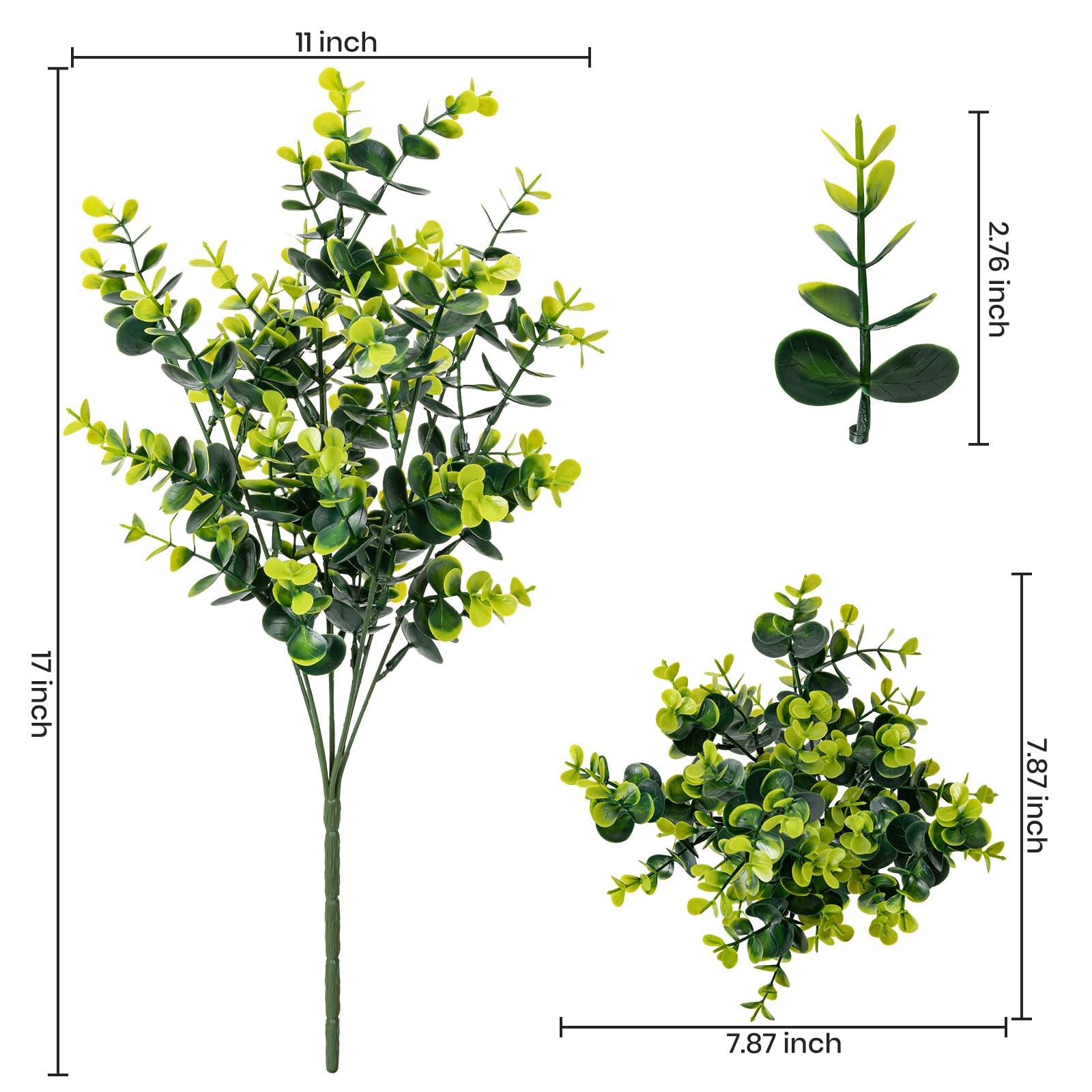 17 Inch Artificial Plants Outdoor Faux Shrubs Eucalyptus Boxwood Grass UV Res…
