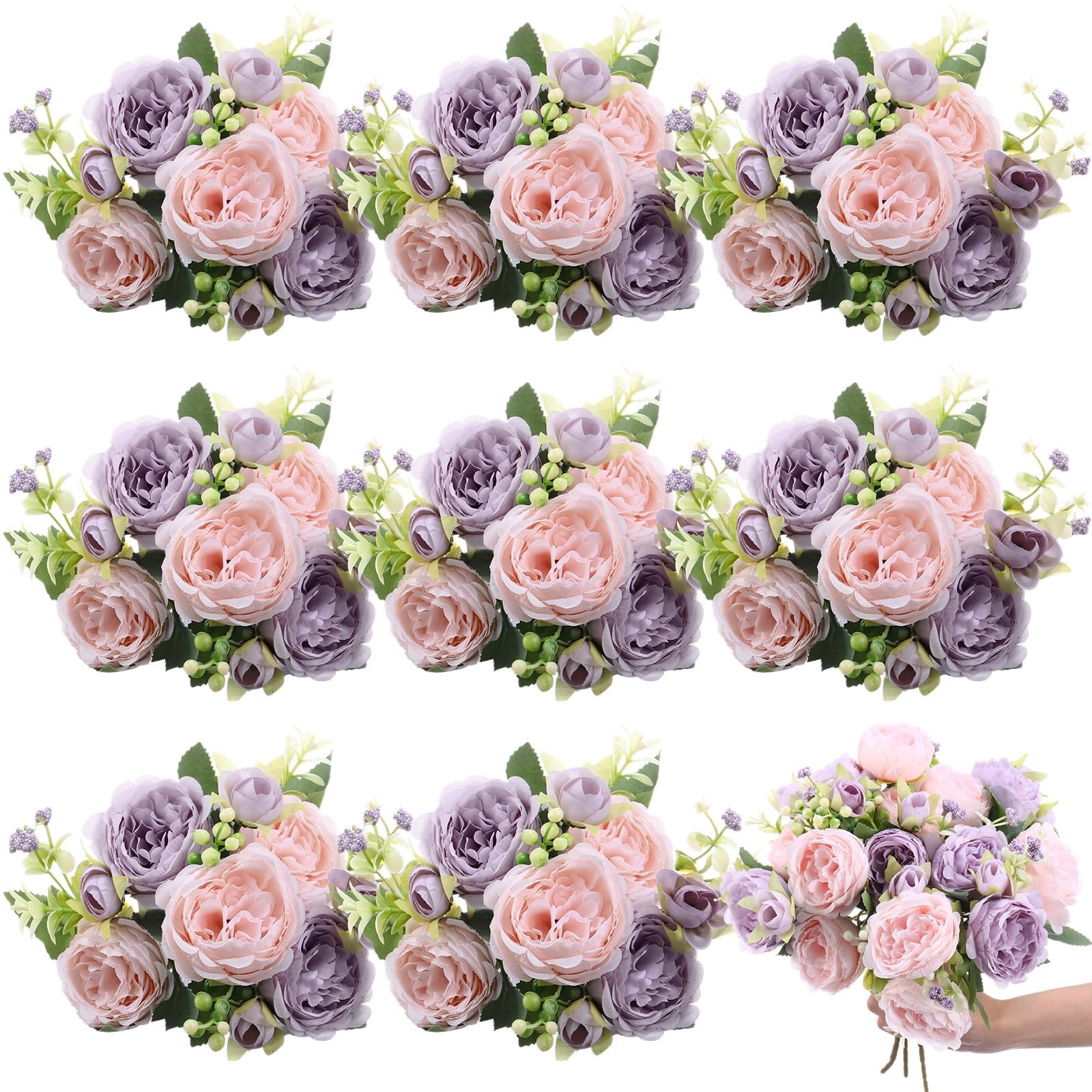 8 Bundles Artificial Peonies Flowers Boho Faux Flowers Arrangements Artificia…