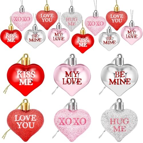 36Pcs Valentine’s Day Heart Shaped Ornaments Romantic Valentines Conversation