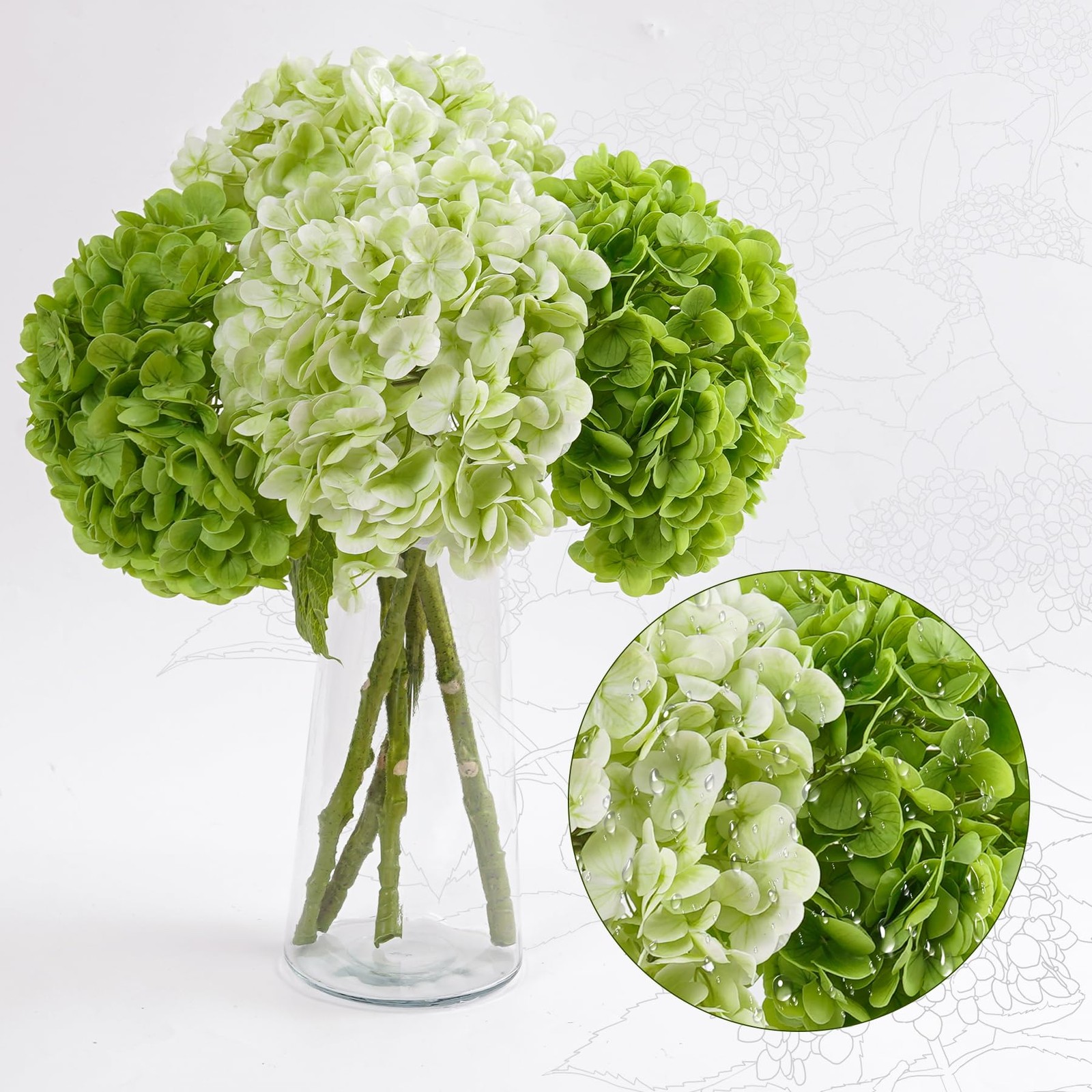 4 Pcs Hydrangea Artificial Flowers, Latex Real Touch Hydrangeas Lifelike Fake…