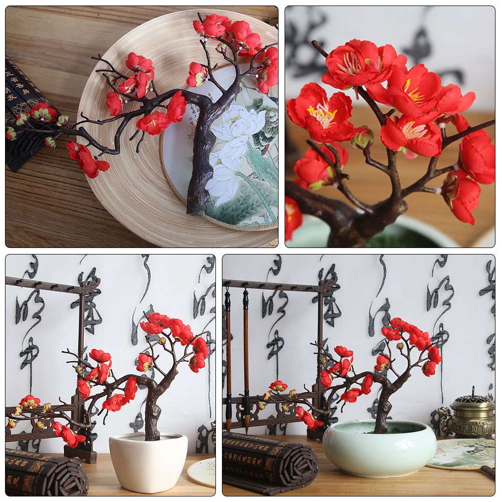 Wedding Decoration Flowers Red Artificial Fake Winter Sweet Home
