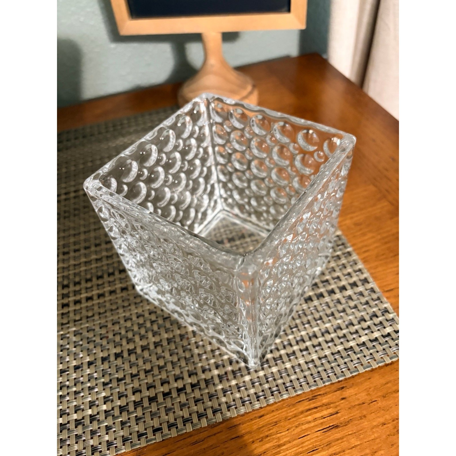Rose Arr w LED Lights Solid Cube Glass Vase Mom Teacher Gift Decor