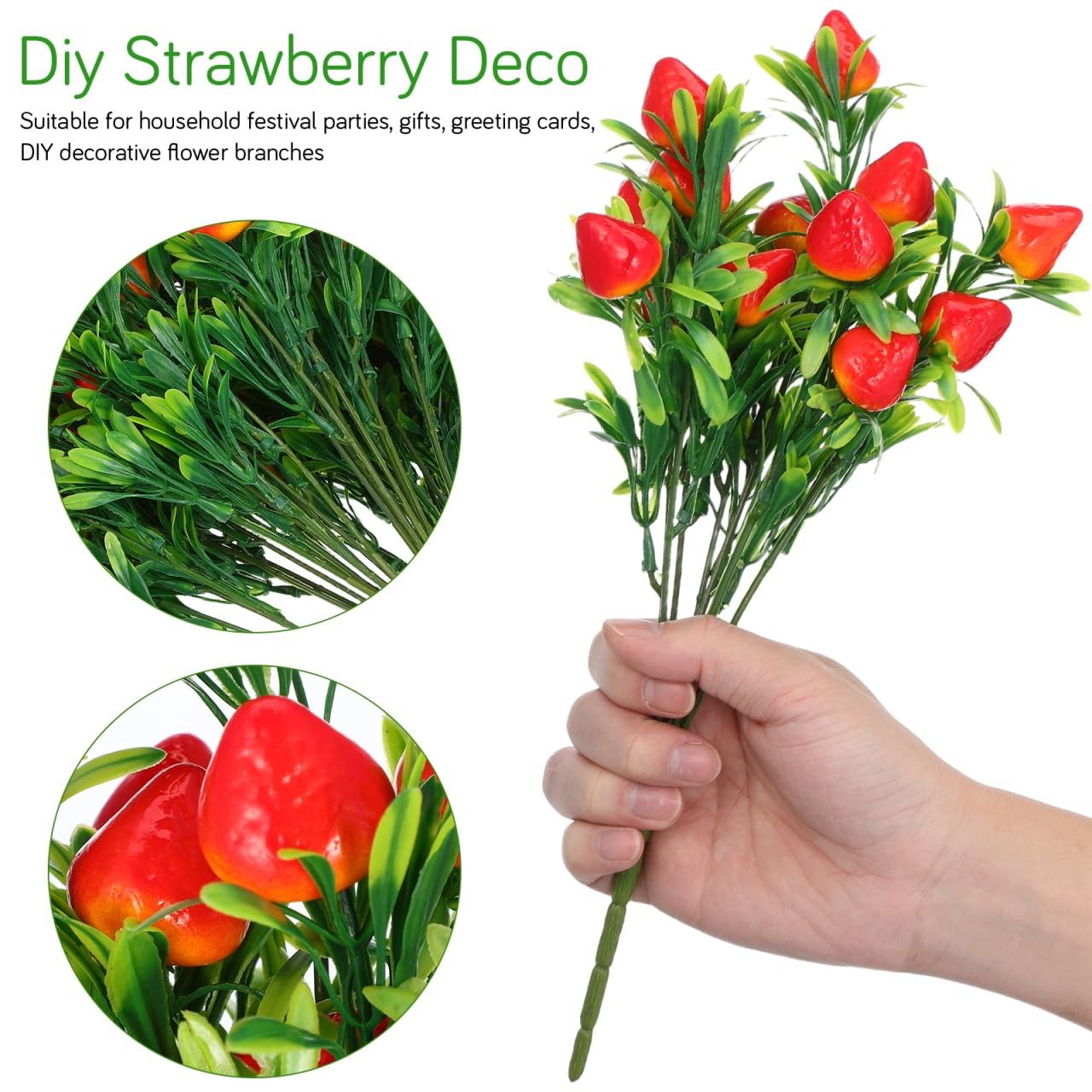 DOITOOL 6 Pcs Artificial Strawberry for Decor Fake Strawberry Plants Flowers …