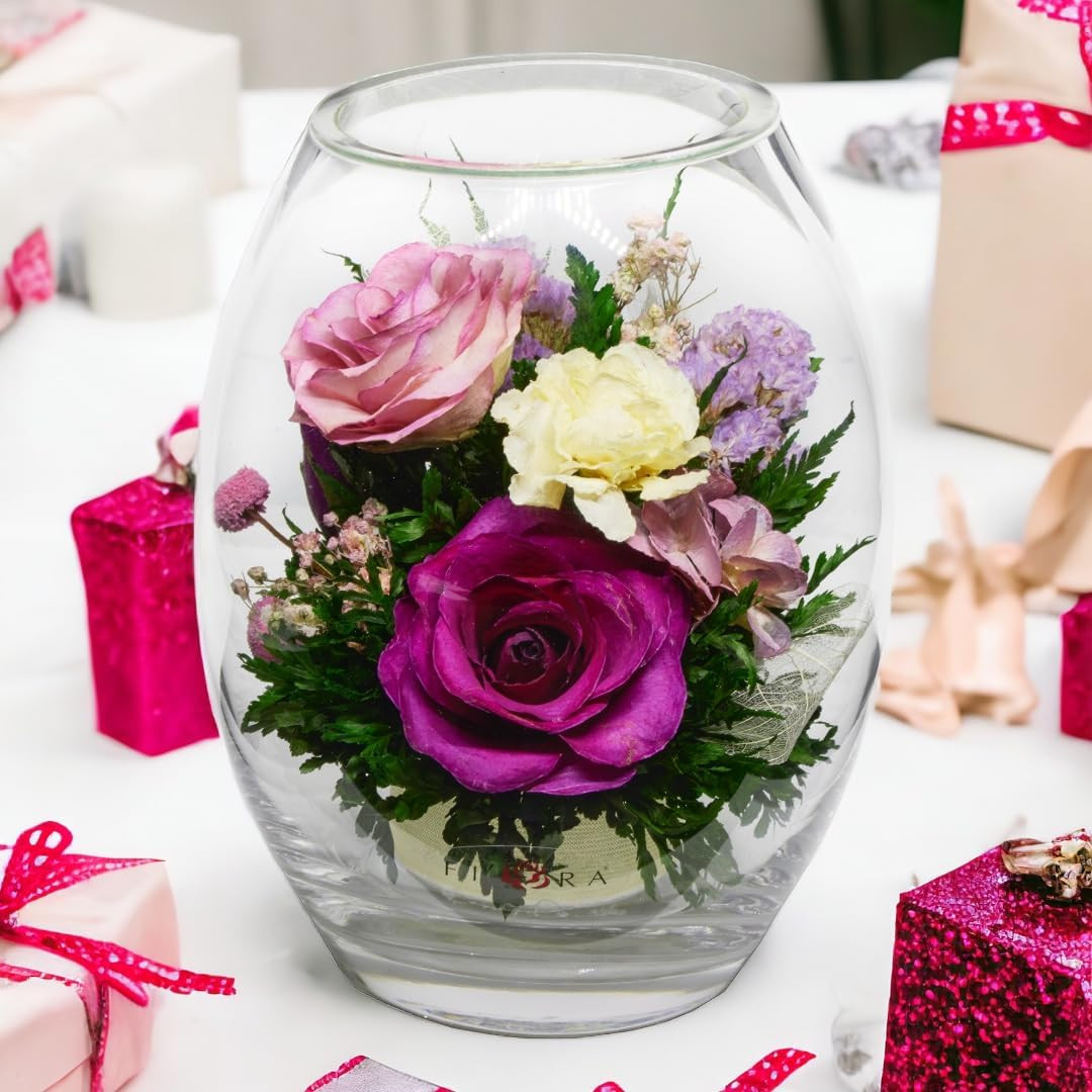 Fiora Flower | Forever Roses in Sealed Vase | Lasts 5 Years | Perfect Gift