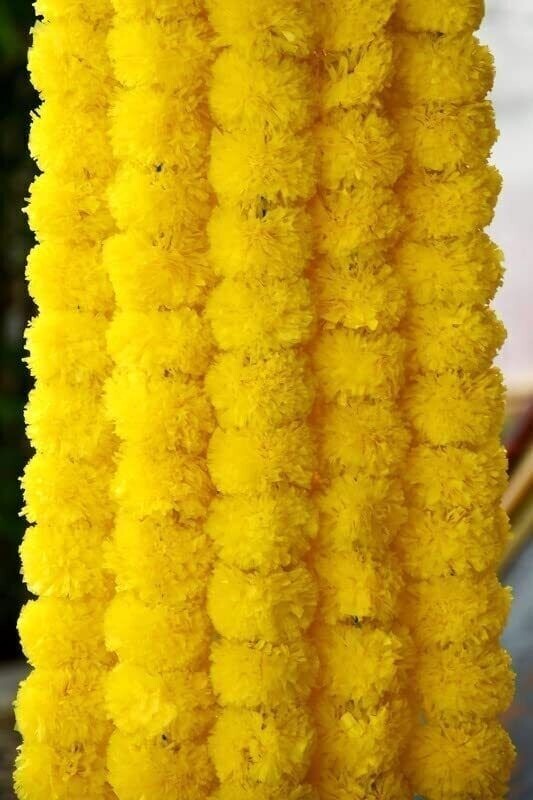 Wholesale Indian Yellow Marigold Flower Mehndi Decoration Artificial Garlands