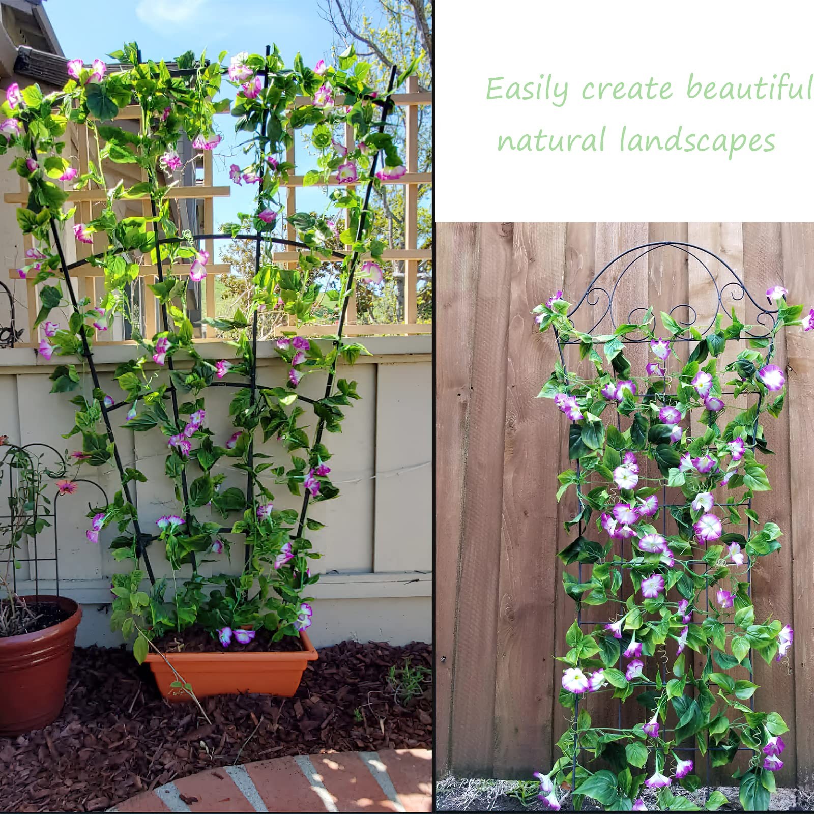 CISDUEO 2 Pcs Artificial Vines Silk Morning Glory Vines for Outdoor 15Feet Ha…