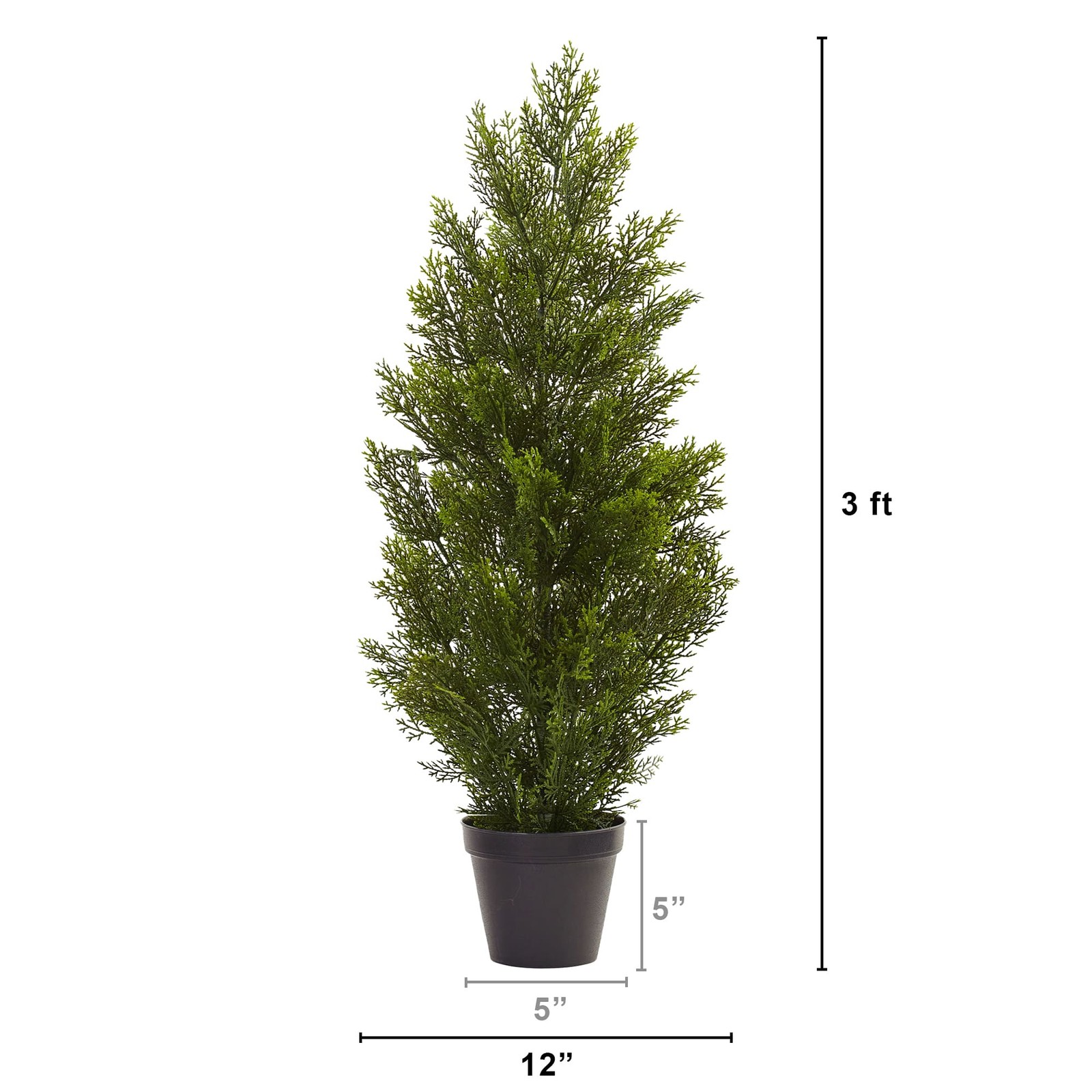 Nearly Natural Indoor/Outdoor 36″ Mini Cedar Pine Tree in Green/Black