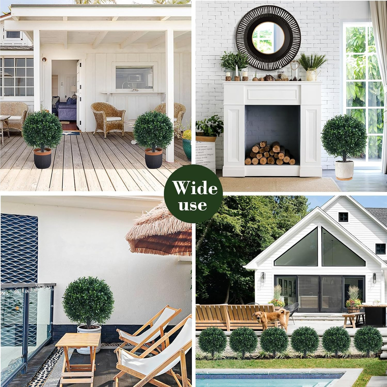 Artificial Boxwood Topiary Ball Bush Set of 2 Outdoor UV Resistant 22″
