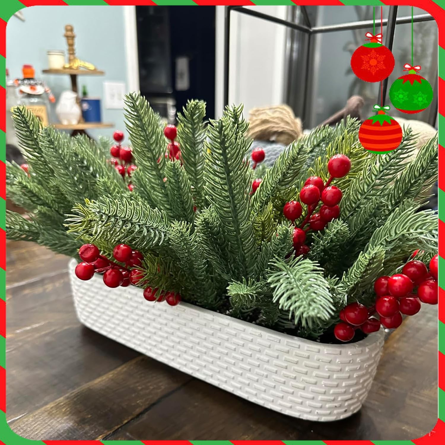 Christmas Artificial Pine Branches Fake Greenery for Crafts Garland Wreath Decor