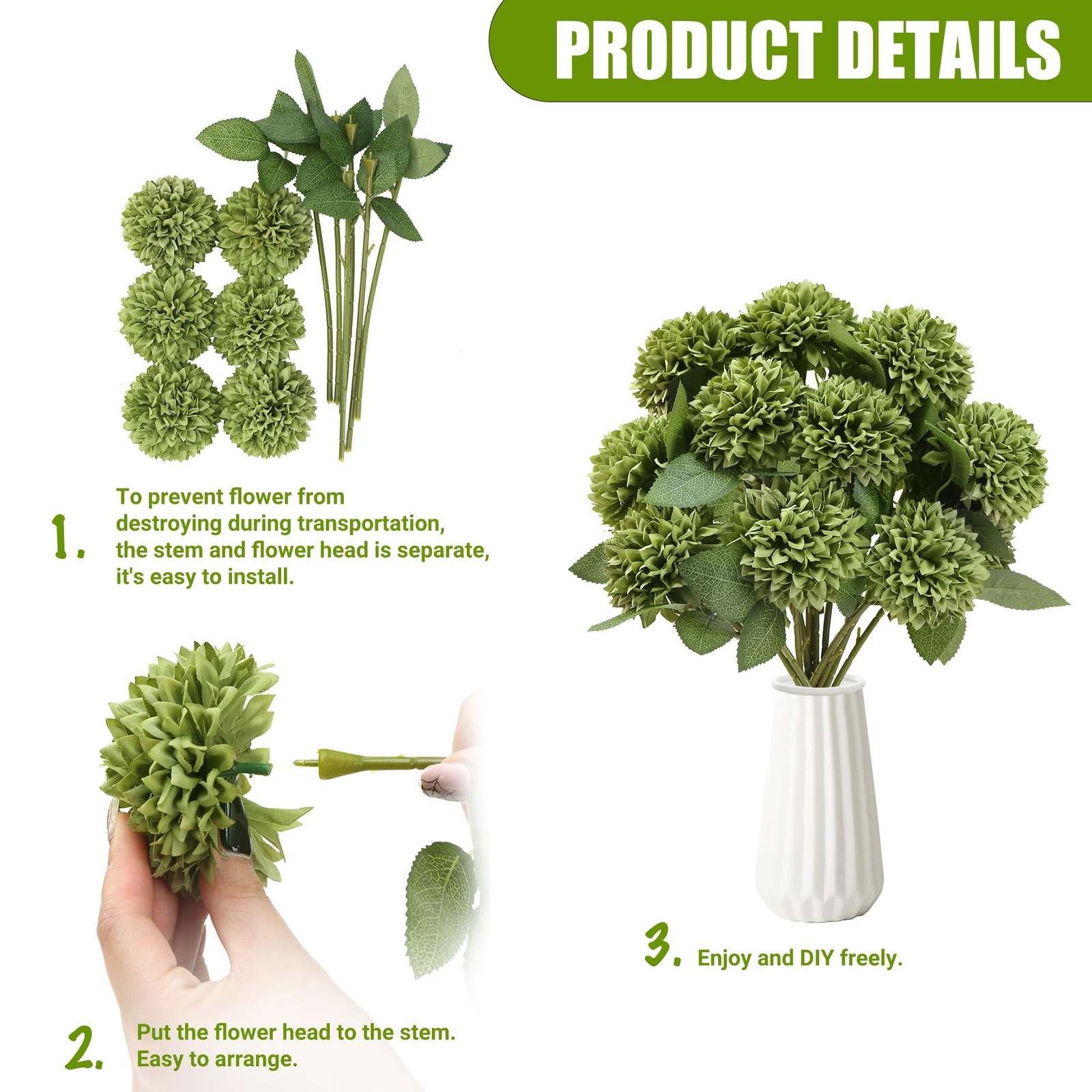 12Pcs Artificial Chrysanthemums Flowers Silk Fall Chrysanthemums Fake Mums fo…
