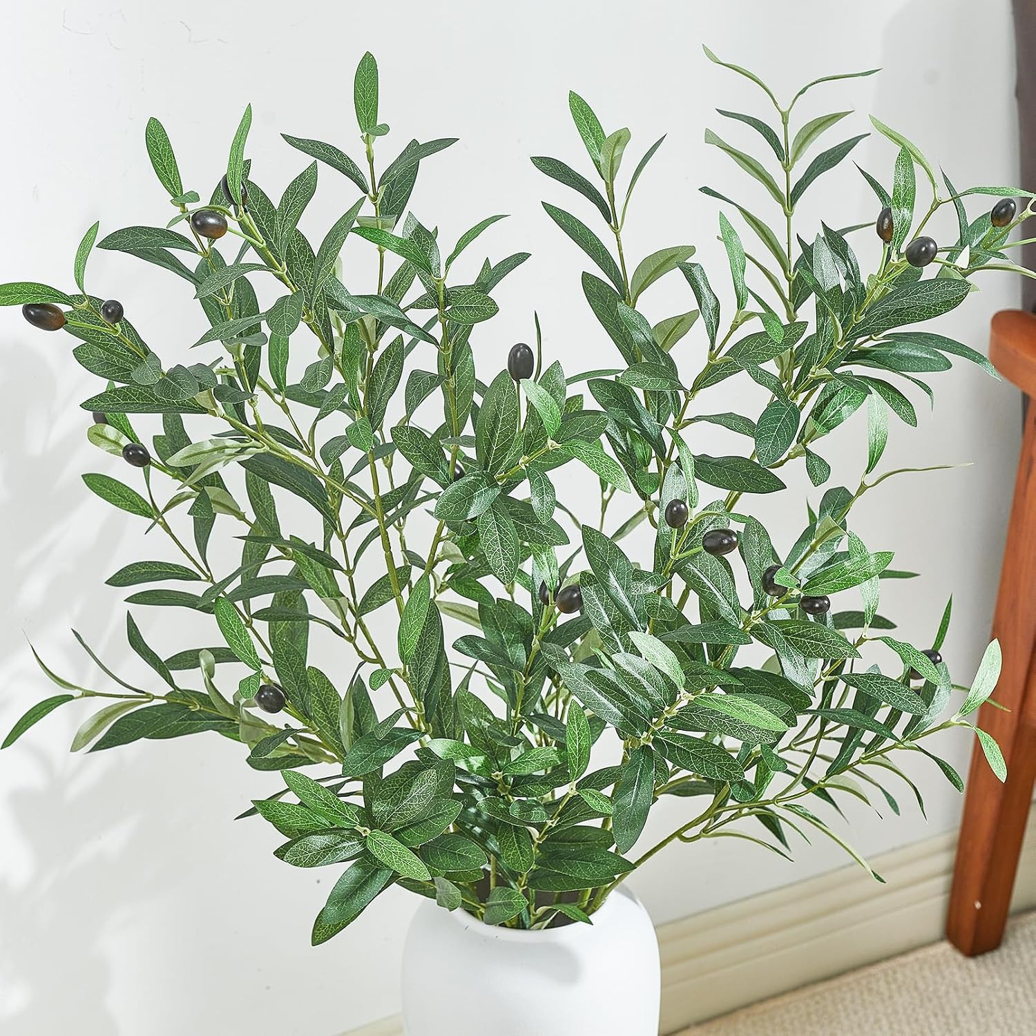 2 PCS 39 Inch Faux Olive Branches Artificial Flowers Greenery Stems | Olive Tree