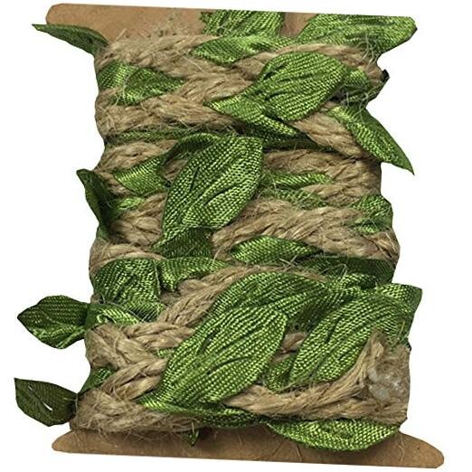 33 Feet Natural Burlap Ribbon,5MMjute Twine withArtificial Vine Fake Foliage