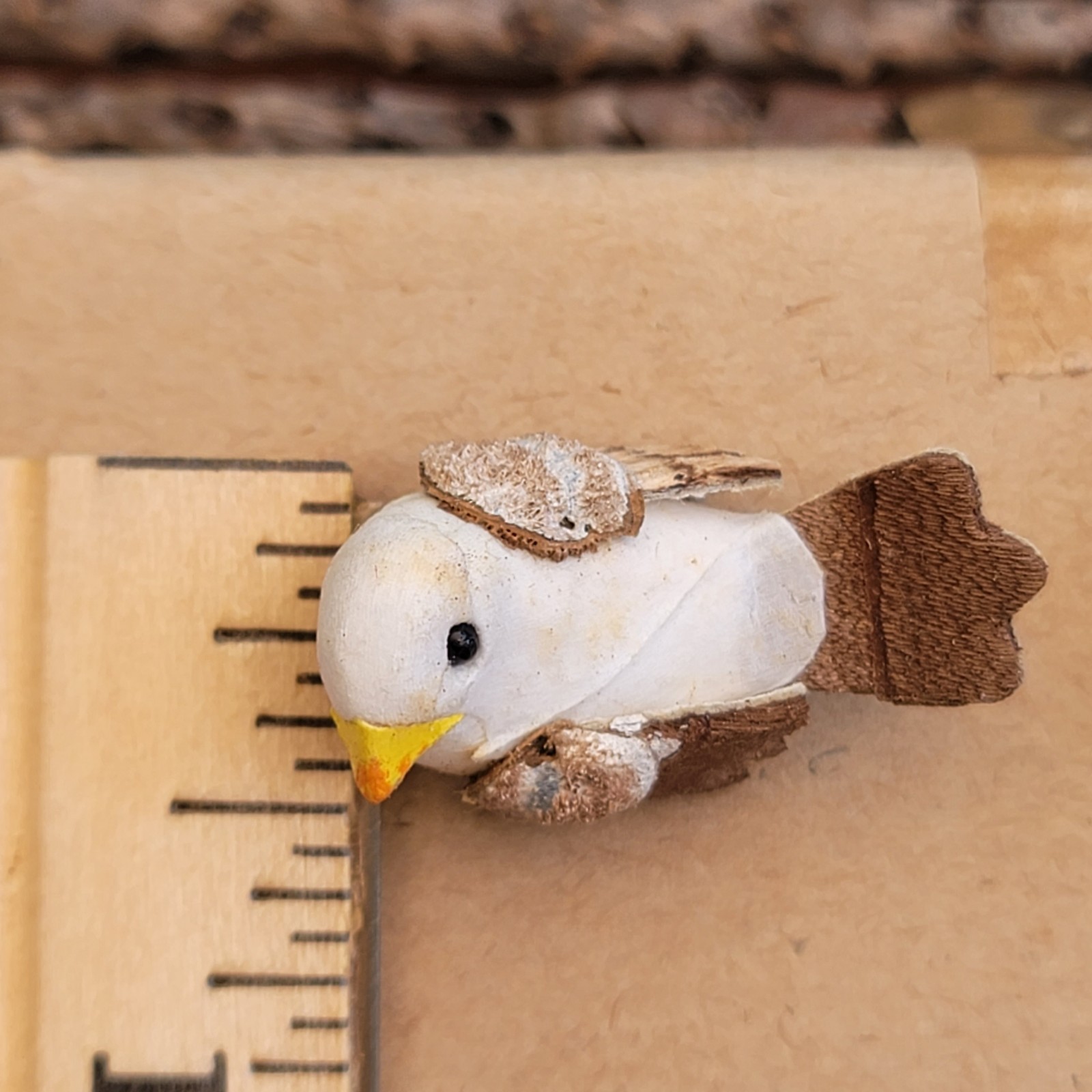 VNTG NOS Set of 12 Natural Bark Tail & Wing Artificial 1-7/8″ Mushroom Dove Bird
