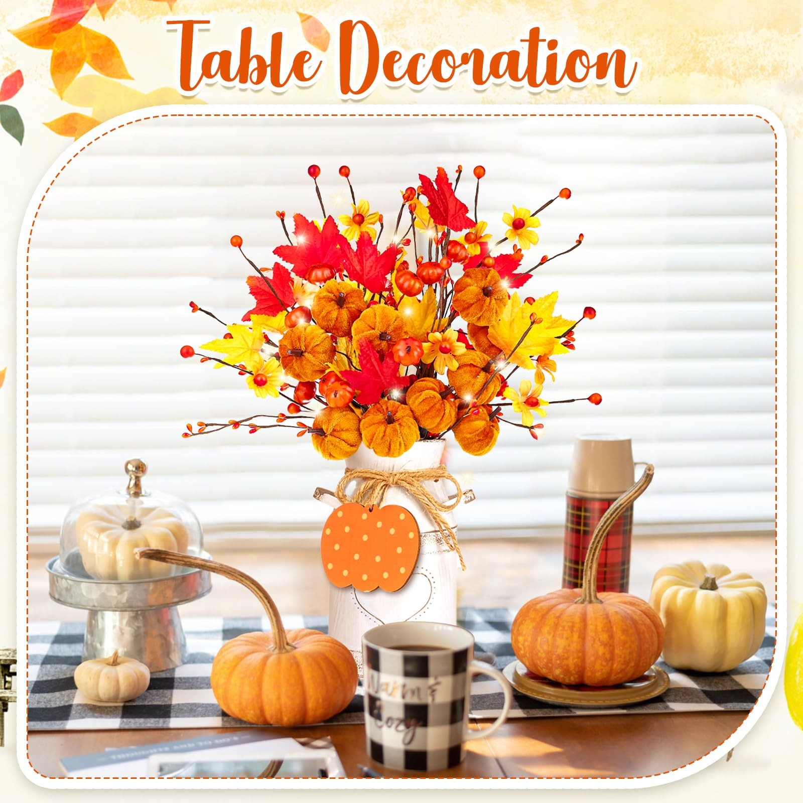 Thanksgiving Centerpieces for Tables Fall Table Decor 5 Pcs Artificial Pumpki…