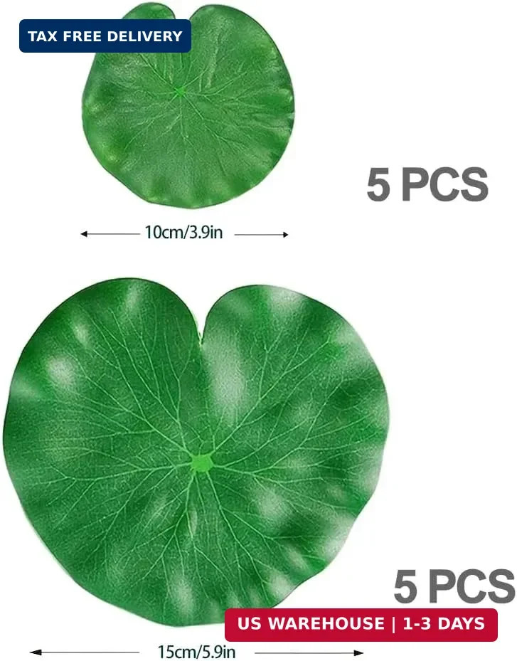 10 Packs Artificial Lily Pads,Floating Lily Pads for Ponds, Artificial Pond Plan