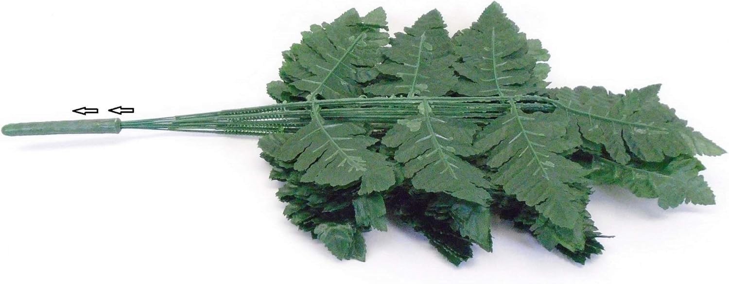 24 PCS 16 Inch Green Leather Fern Artificial Silk Leaf Plant Greenery Decor