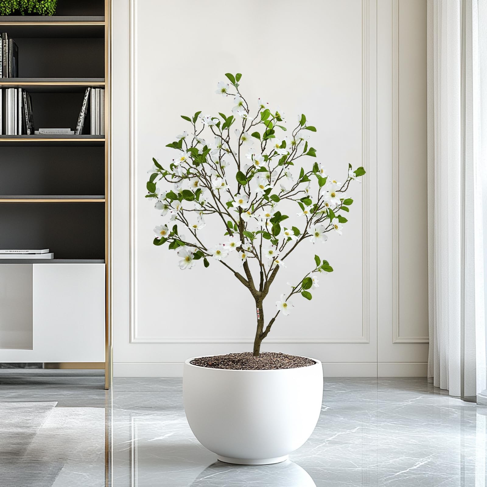 Artificial Dogwood Flower Tree 4ft, Faux Blooming Dogwood Tree with Realistic…