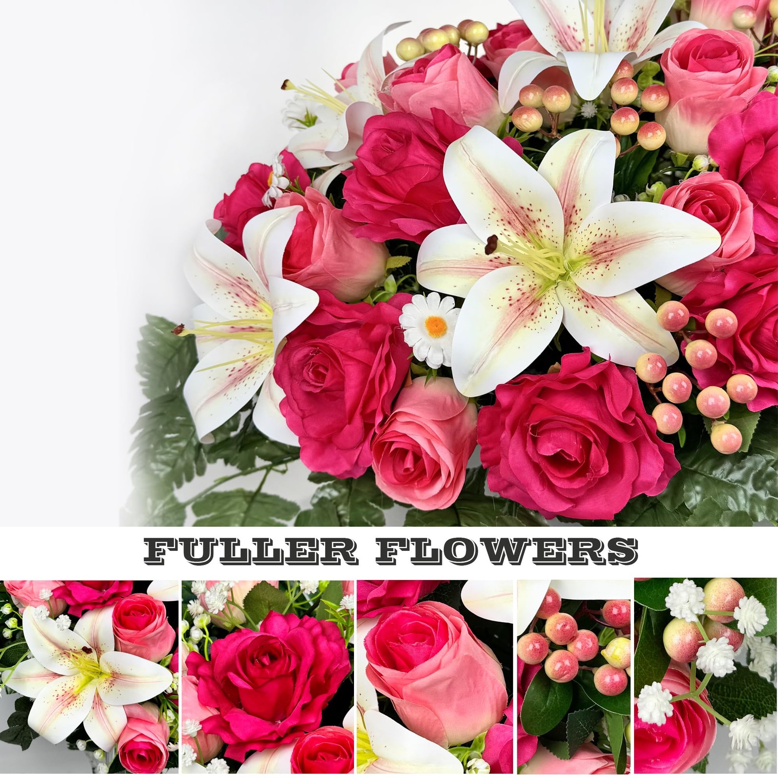 Artificial Cemetery Flowers – Headstone Flower Saddle – Outdoor Grave Decorat…