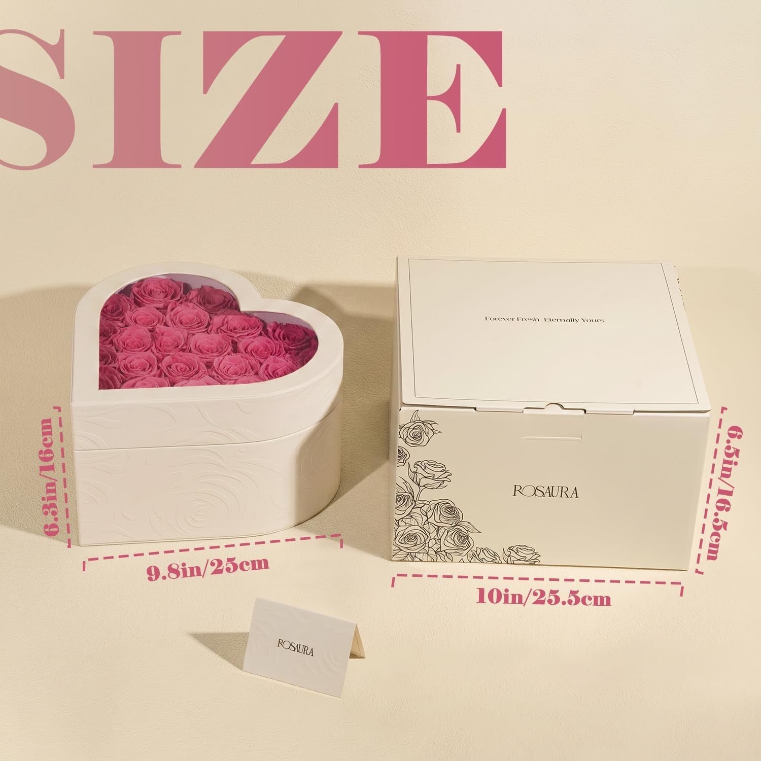 27 Preserved Roses in White Heart Box – Forever Flowers Gift, Eternal Real Ro…
