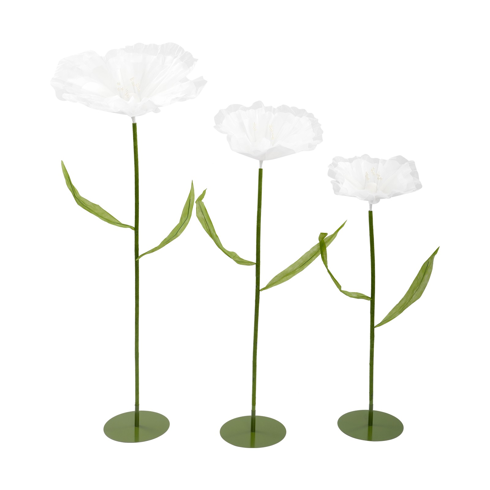 3 Pack Artificial Flower Arrangements, White Yarn EVA Foam, 39-55 Inch Tall
