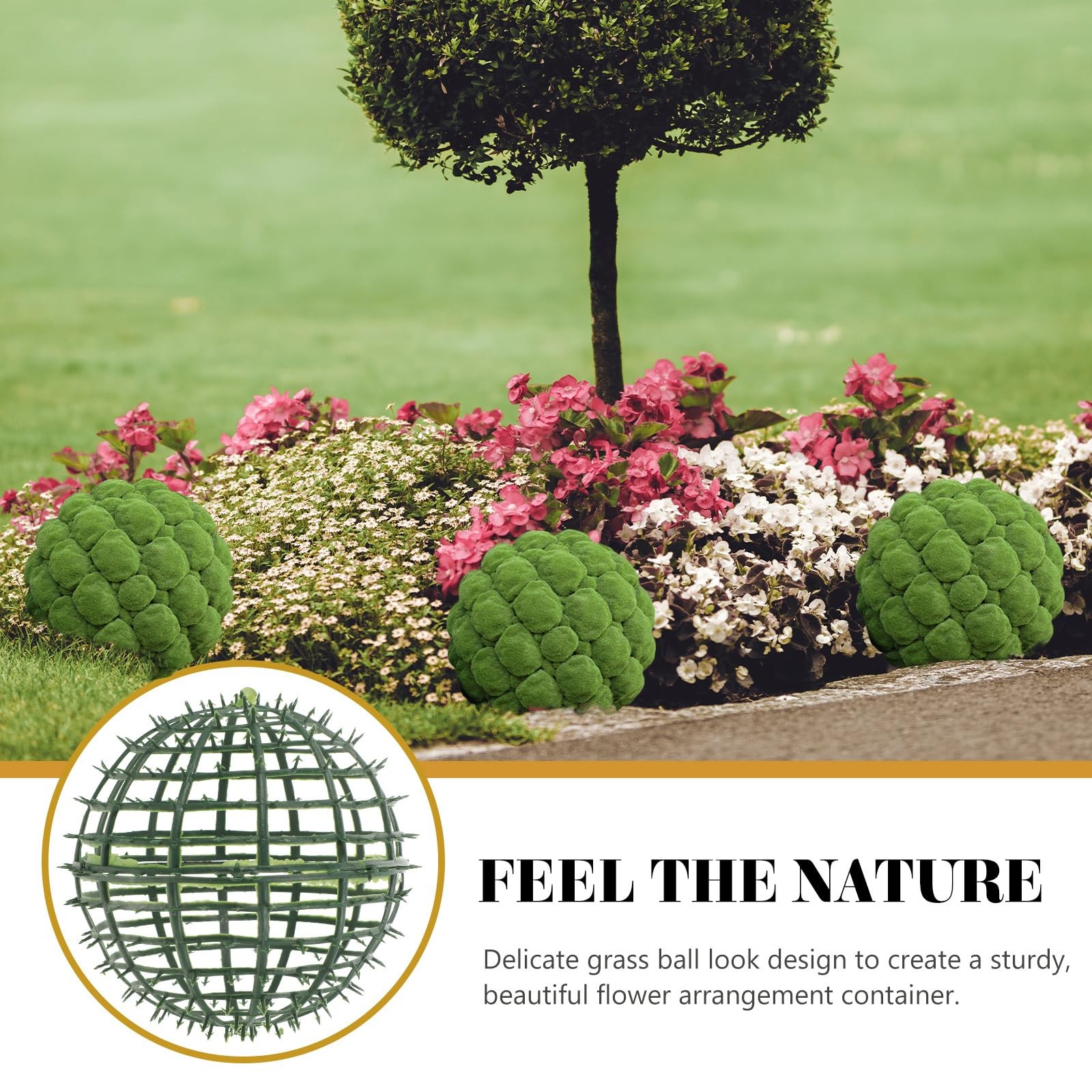Artificial Plant Topiary Ball Support Rack 6-Pack Plastic Faux Greenery Flowe…