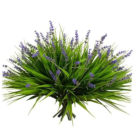 Artificial Plants Outdoor Fake Monkey Grass with Flowers for Green and Purple