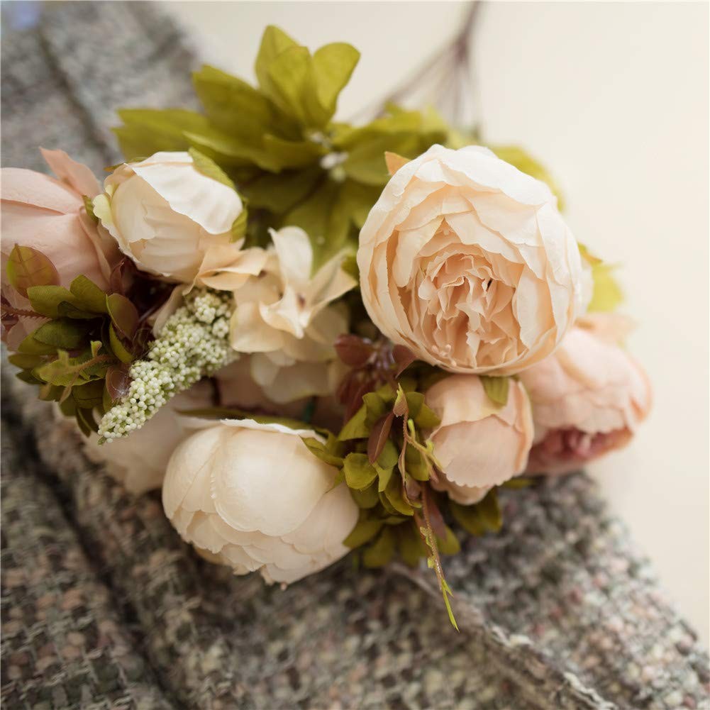 Peony Silk Flower Bouquets Arrangement Wedding Centerpieces Pink 2 Pack